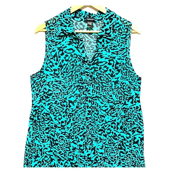 torrid Tops - Torrid Sz 0 Turquoise and Black Animal Print Tank
